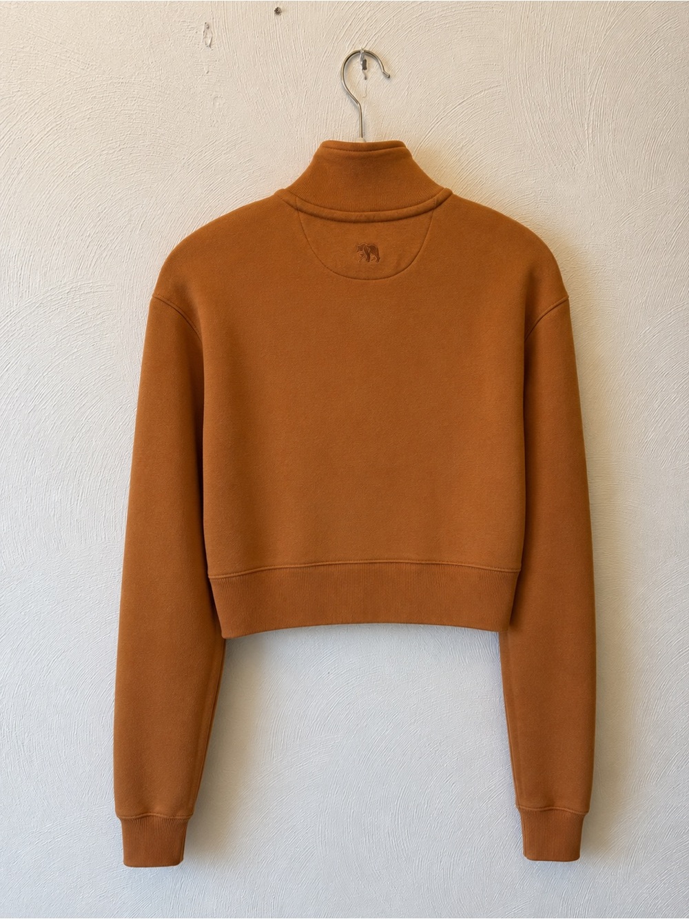 The Normal Brand Ochre Rust Brown Cropped Quarter Zip Sweatshirt Oversized S - Picture 3 of 6